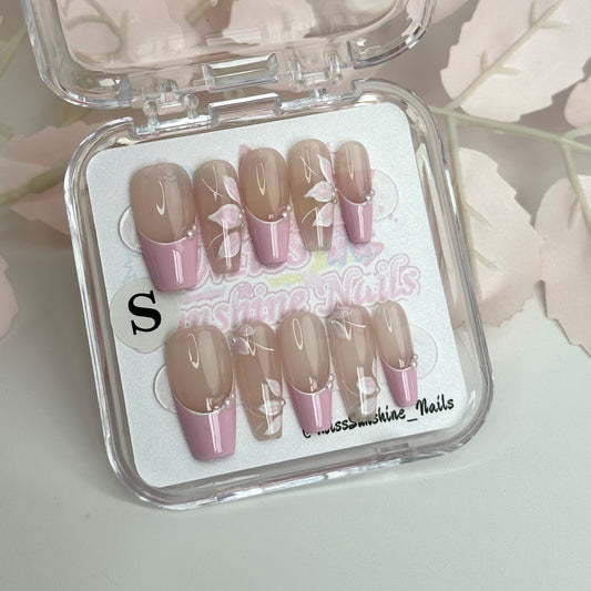 Pink French Tip Flowers