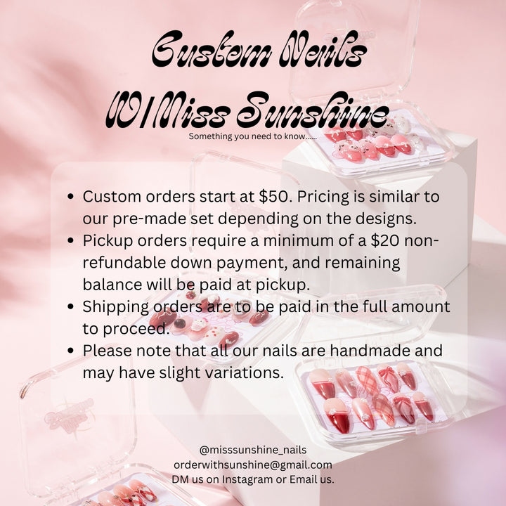 Artistic custom nail set with personalized shapes, designs, and finishes