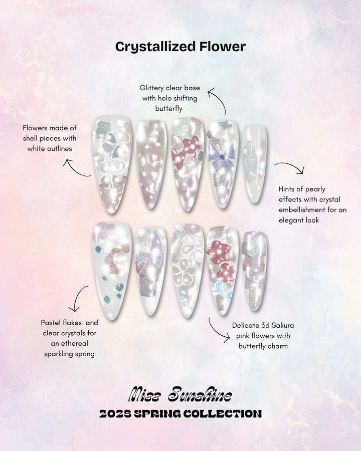 Press-on nails with crystal and gem accents