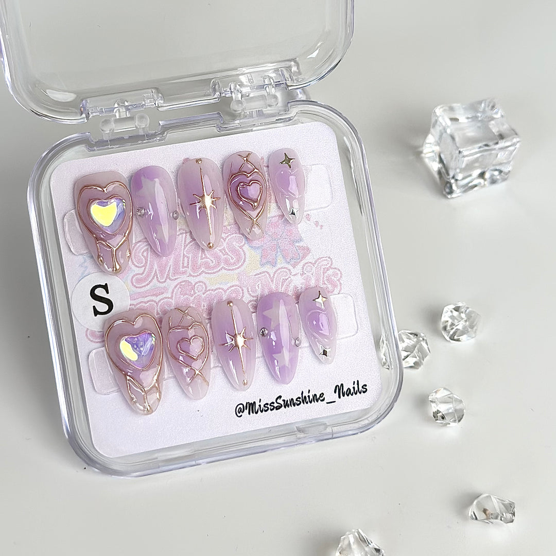 Celestial pastel K-pop nail design