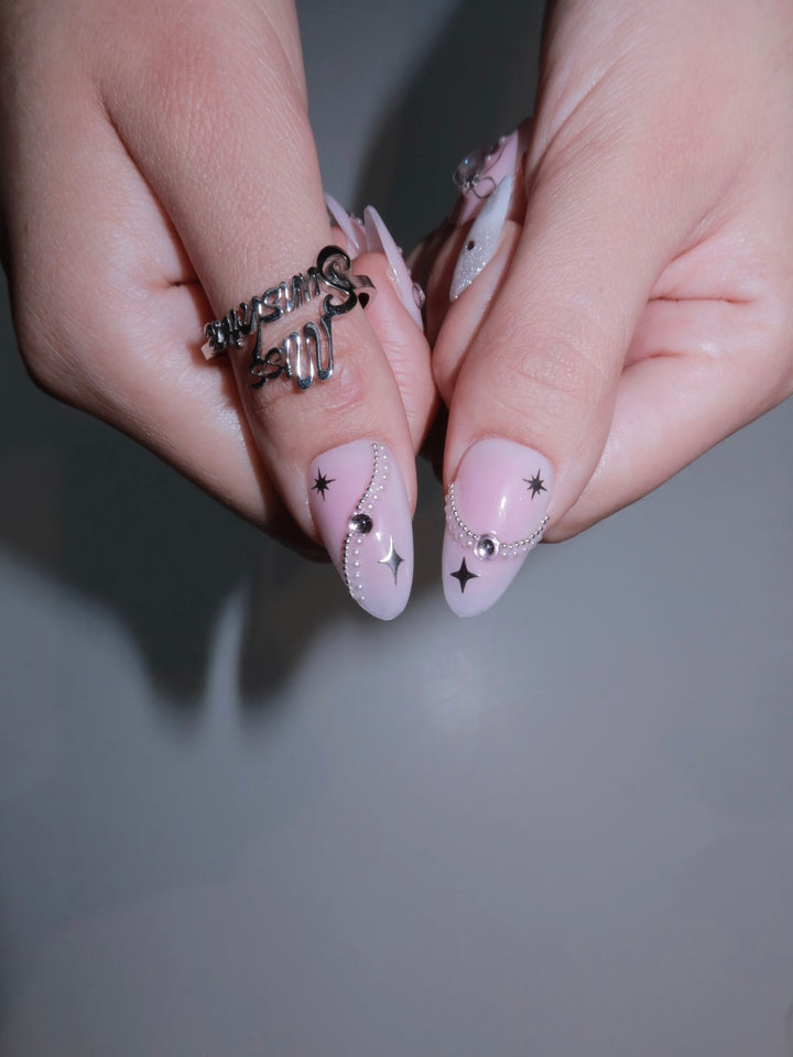 Celestial themed press-on nails