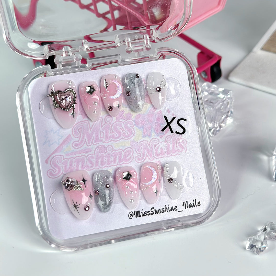Pink moon and stars design
