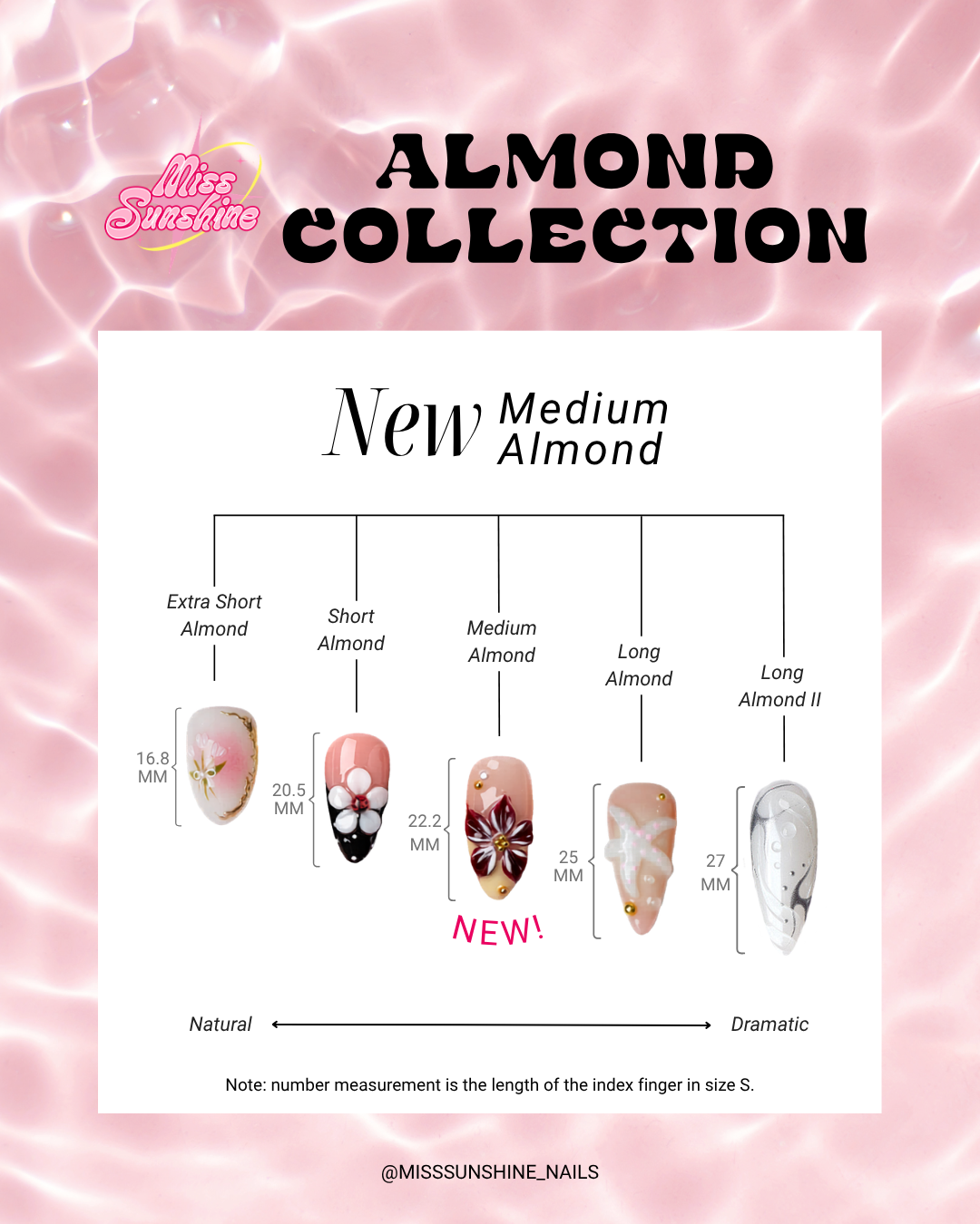 Handmade almond press on nails collection featuring Korean style, floral, and cat eye nail designs