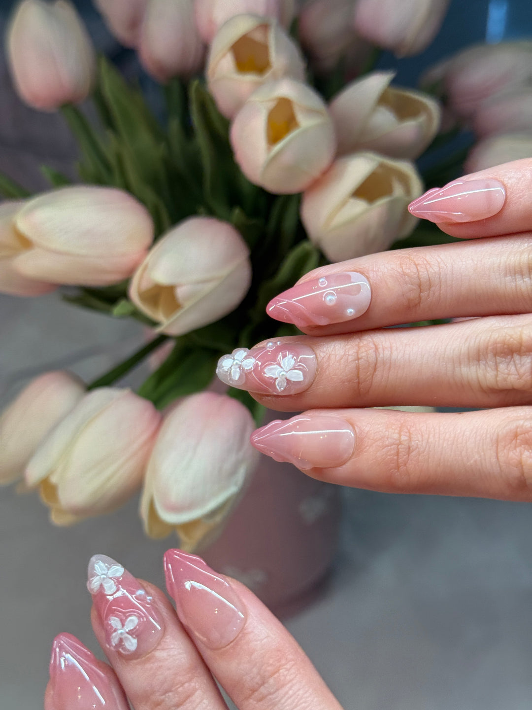 Cute Blush Flowers - MissSunshineNails