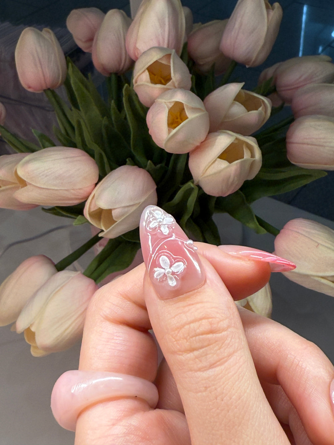 Cute Blush Flowers - MissSunshineNails