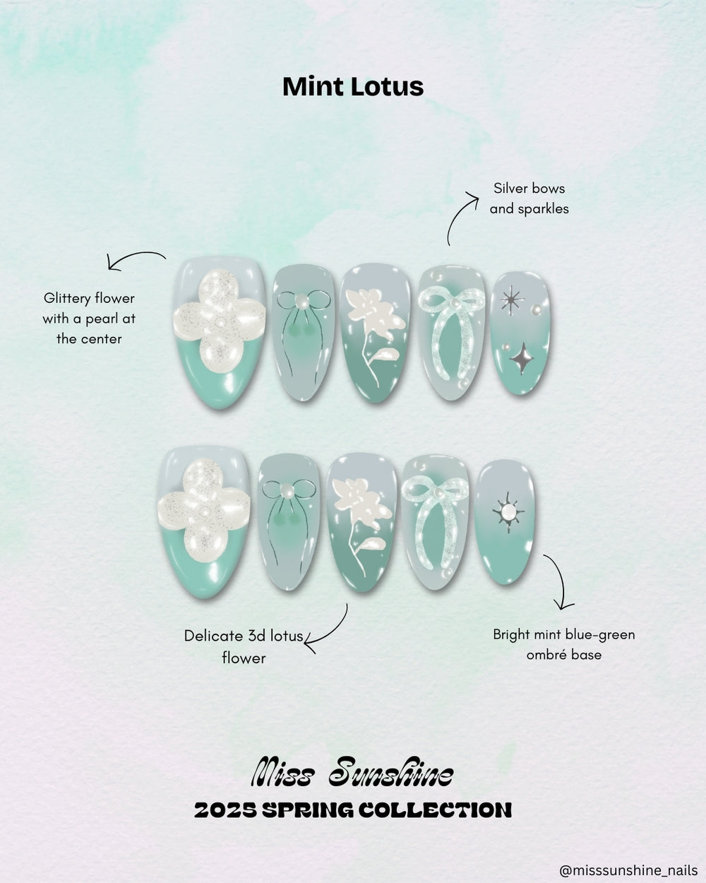 Lipstick-shaped nails with jelly ocean texture