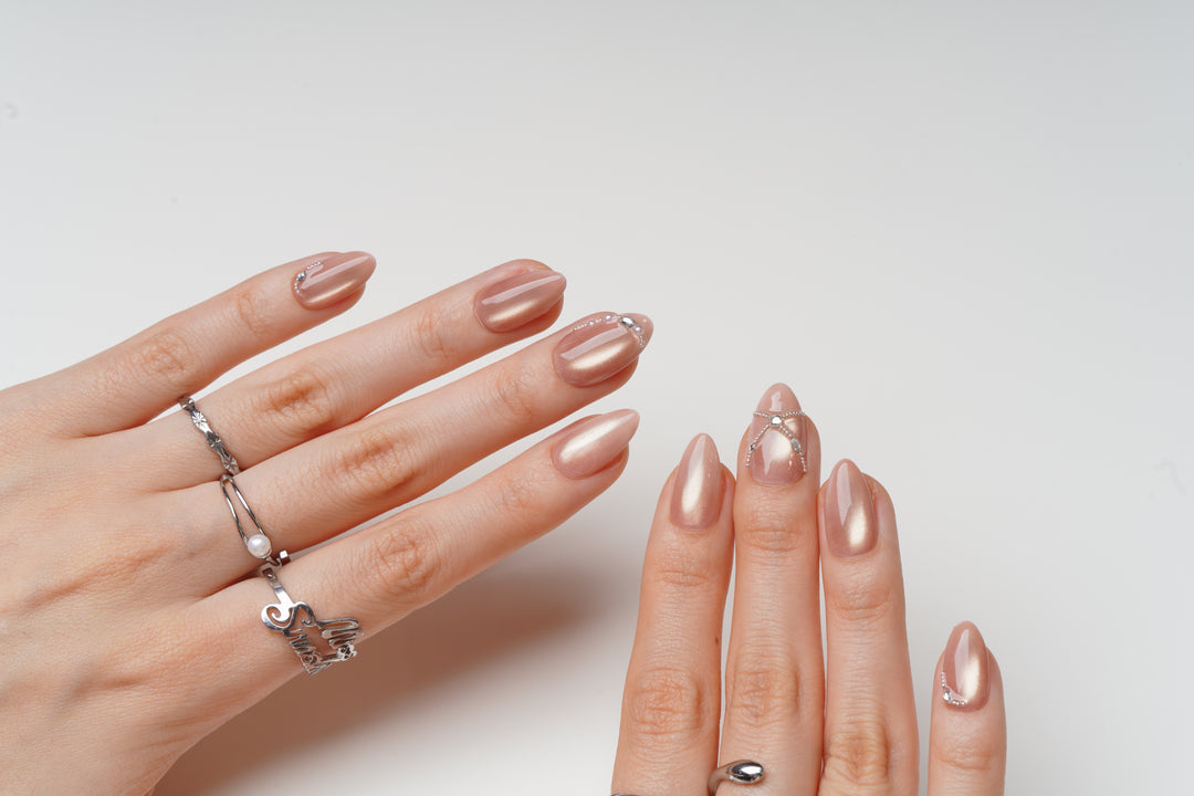 Soft glam rhinestone cat eye formal press on nails