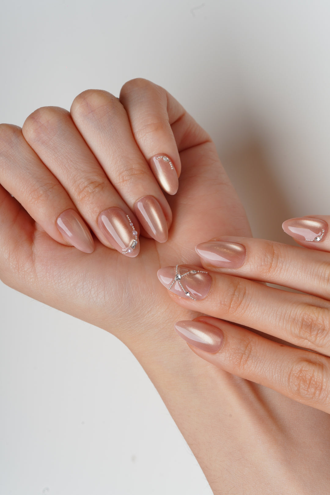 Soft glam rhinestone cat eye formal press on nails