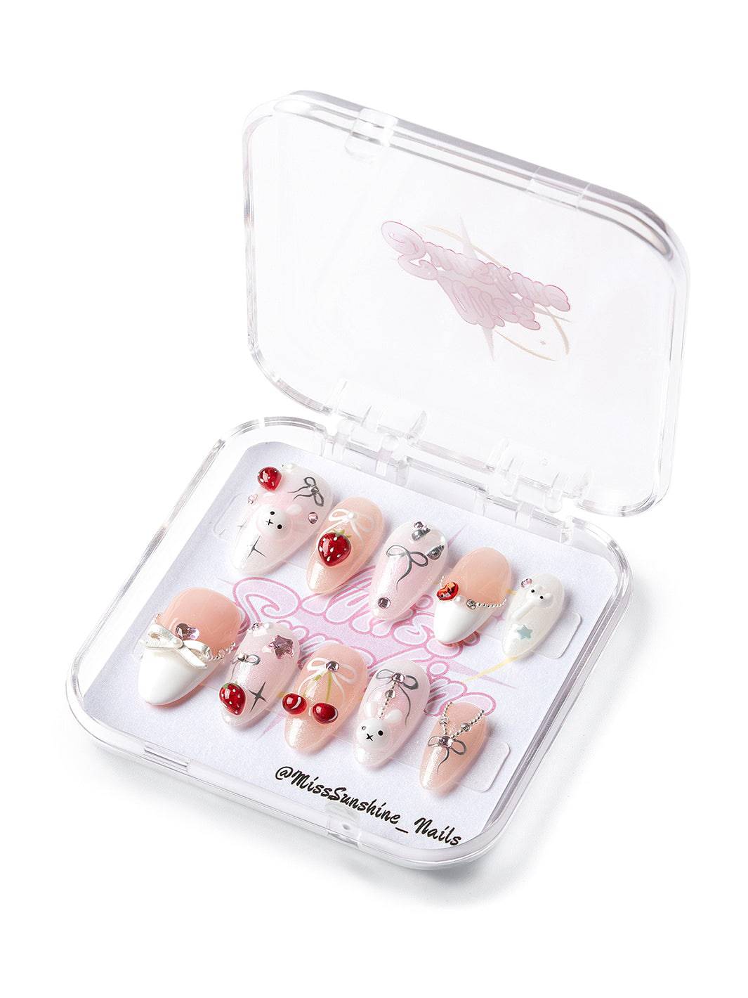Bunny Playdate press-on nails in blush pink