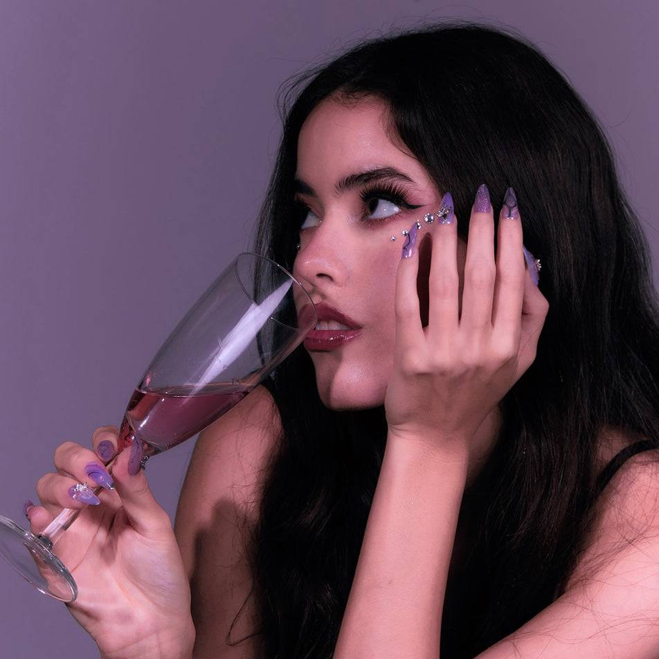 Celestial inspired long stiletto press-on nails