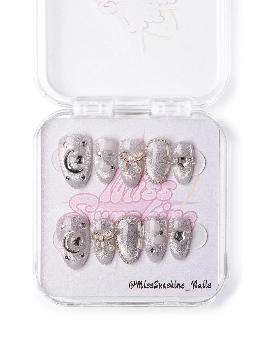 Extra short celestial nail design
