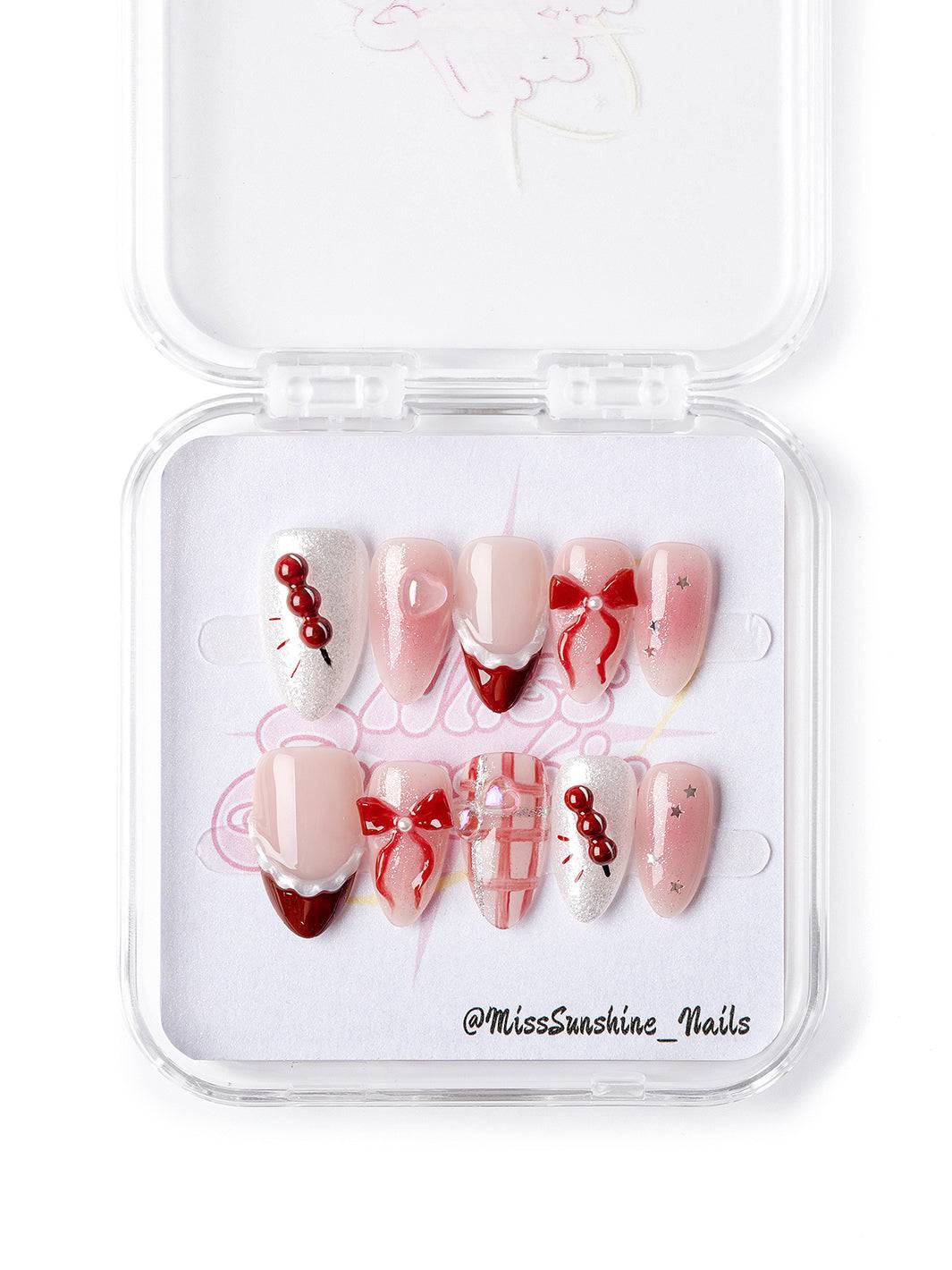 Extra short almond coquette design