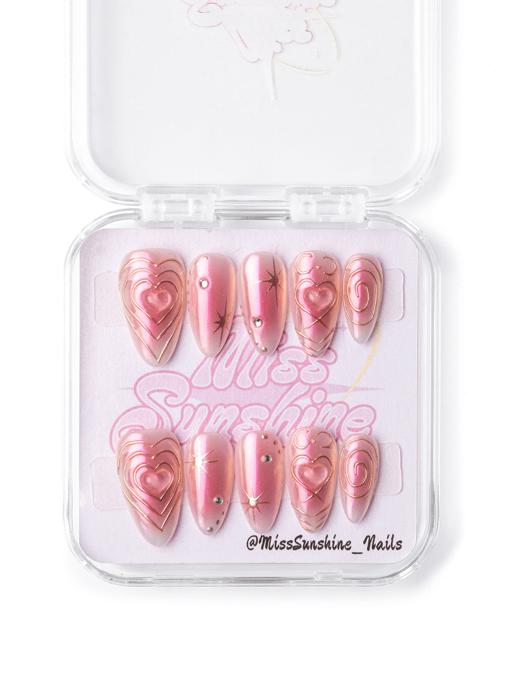 Reflective hearts and gem nails
