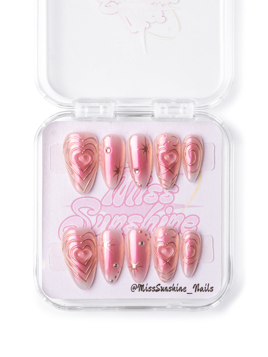 Reflective hearts and gem nails