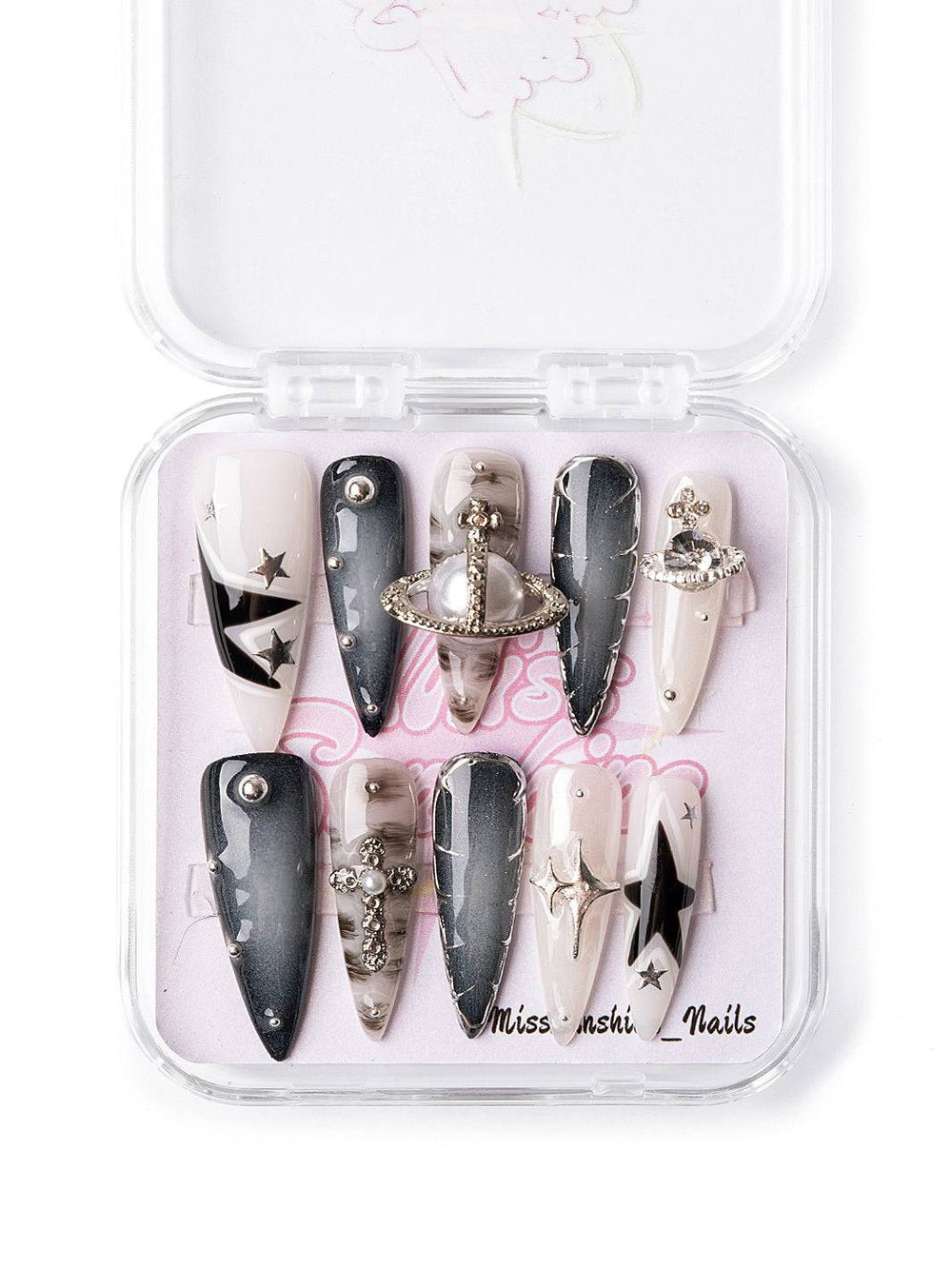 Y2K punk nails with chrome