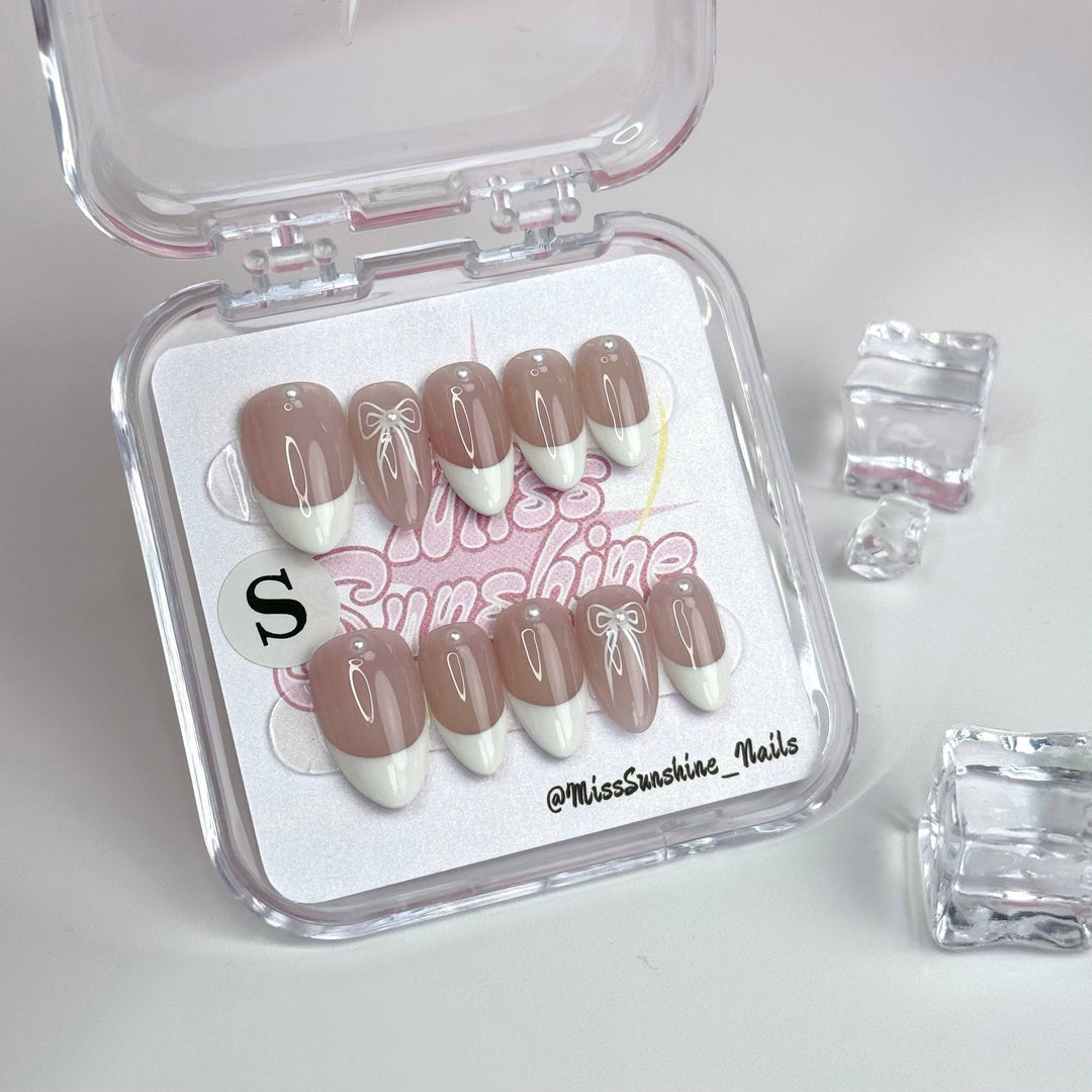French Bow classic and cute press-on nails