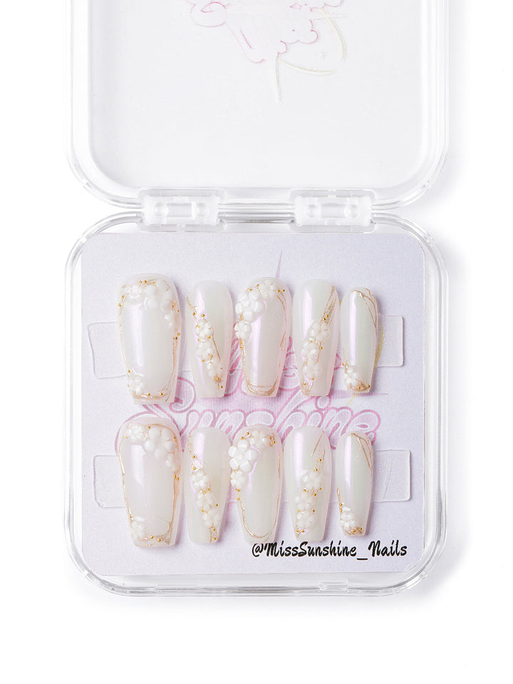 milky white wedding, graduation, prom nails