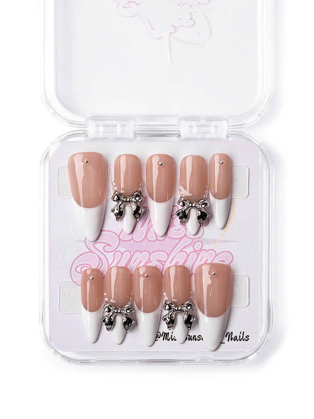 Long almond nude French manicure