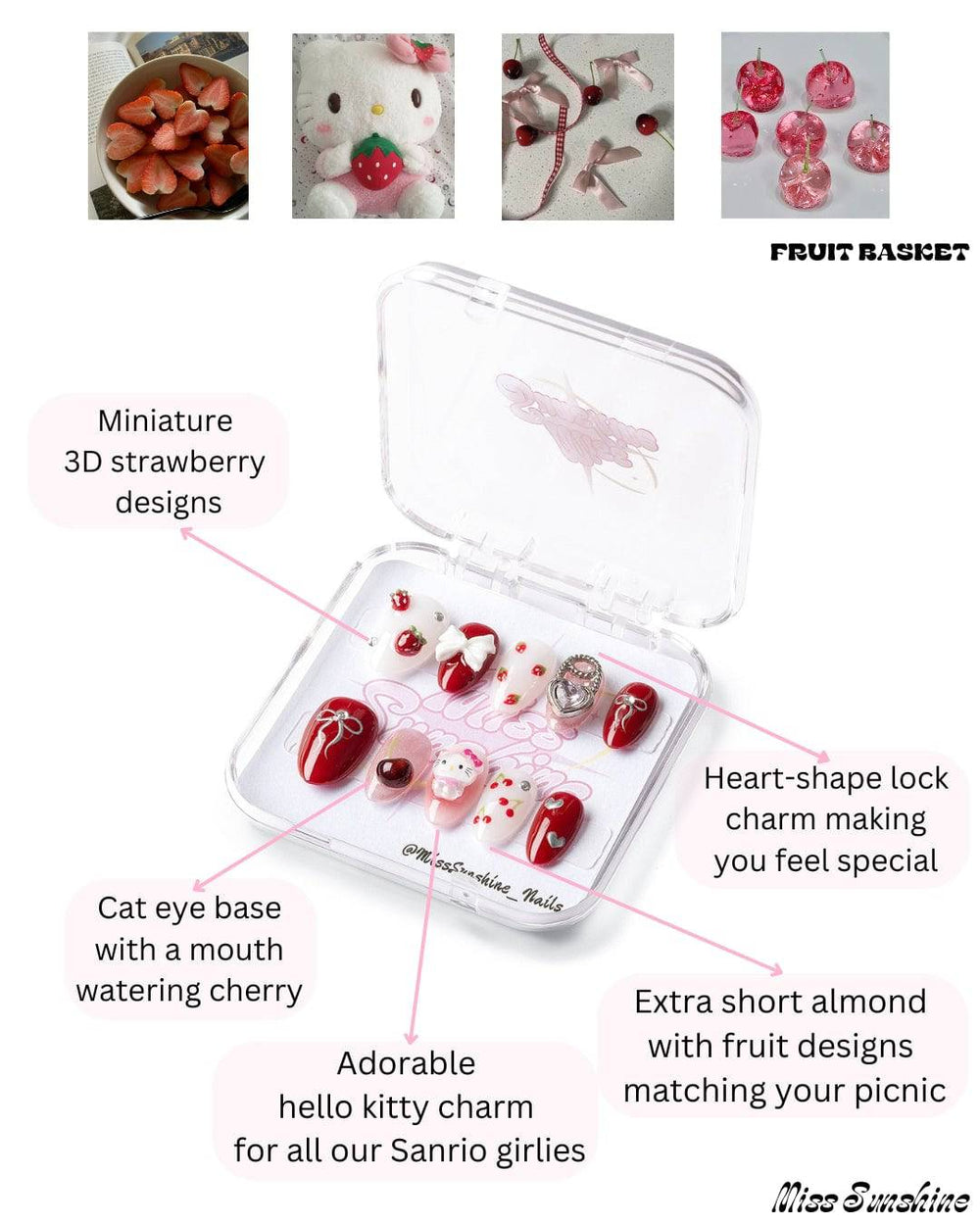 Hello Kitty design on press-on nail