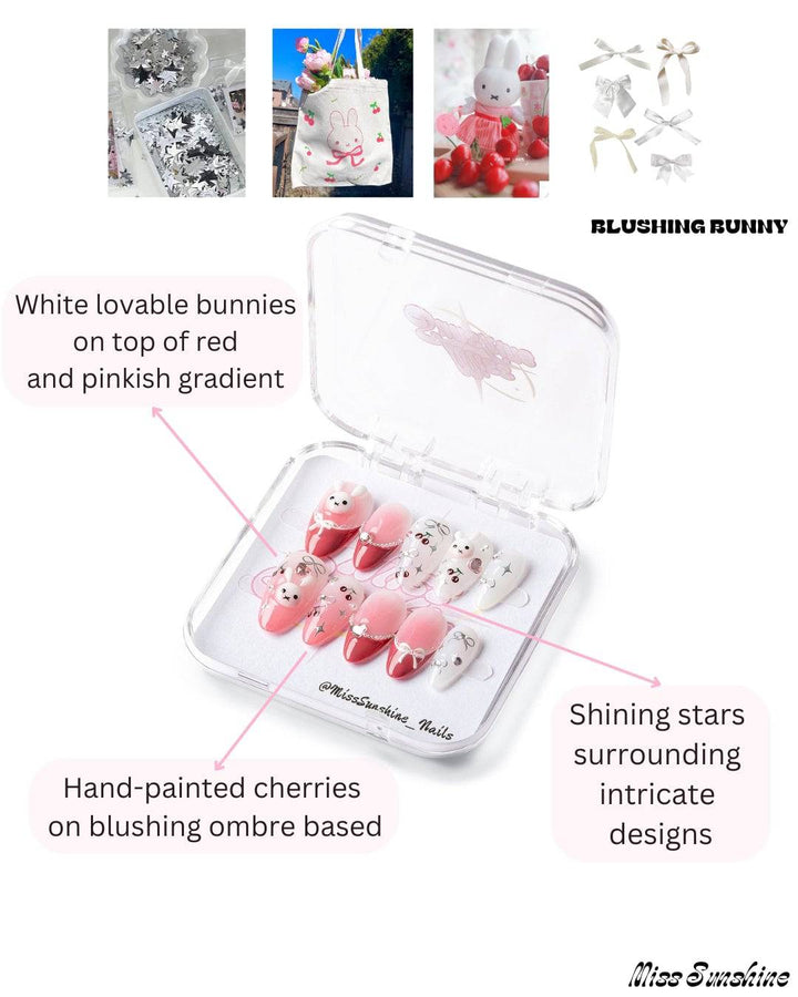 Short almond kawaii nails for teens and college girls
