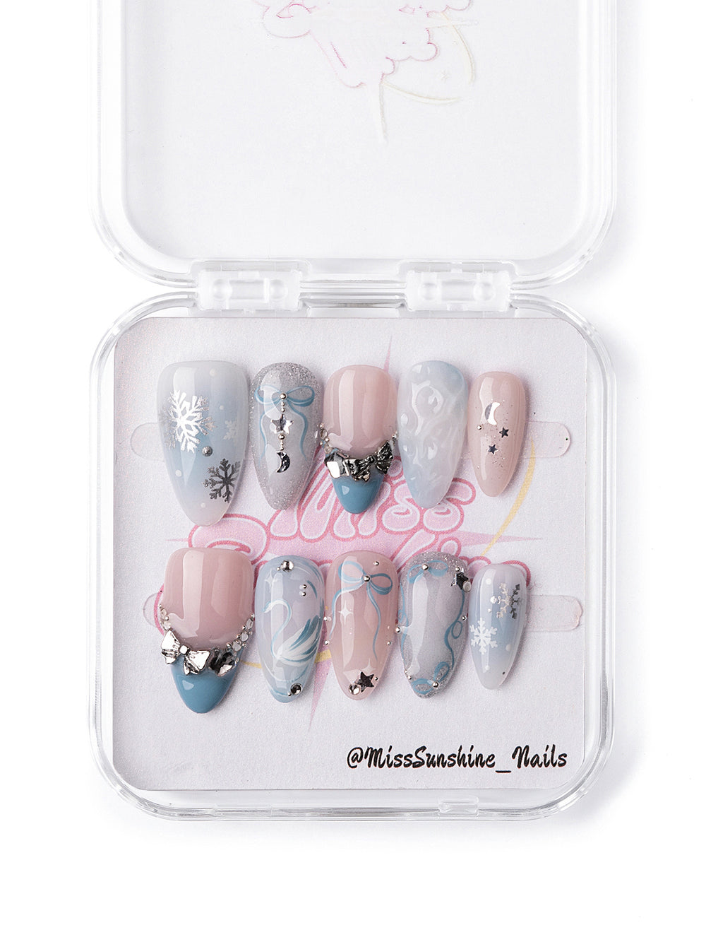 Chrome and snowflake winter nails