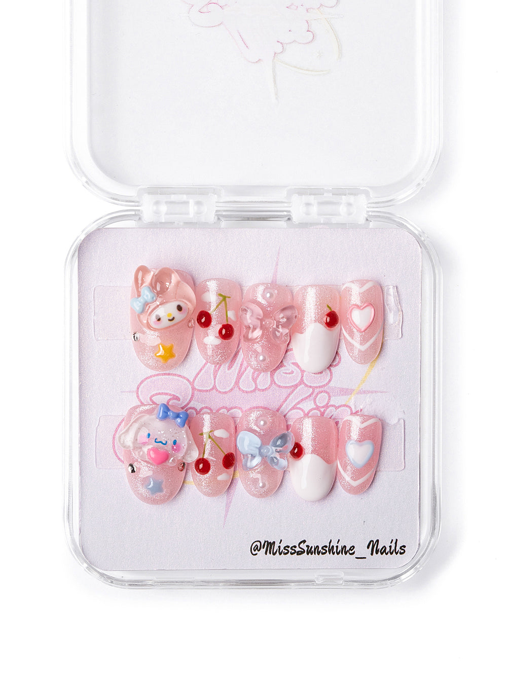 Short oval kawaii nail art
