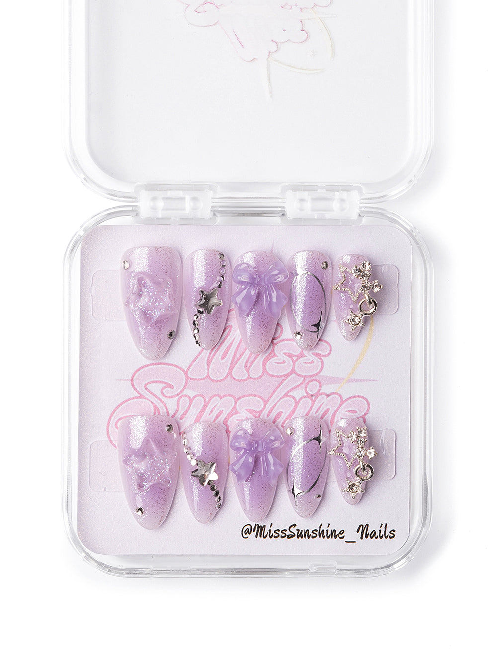3D bows and celestial nail art