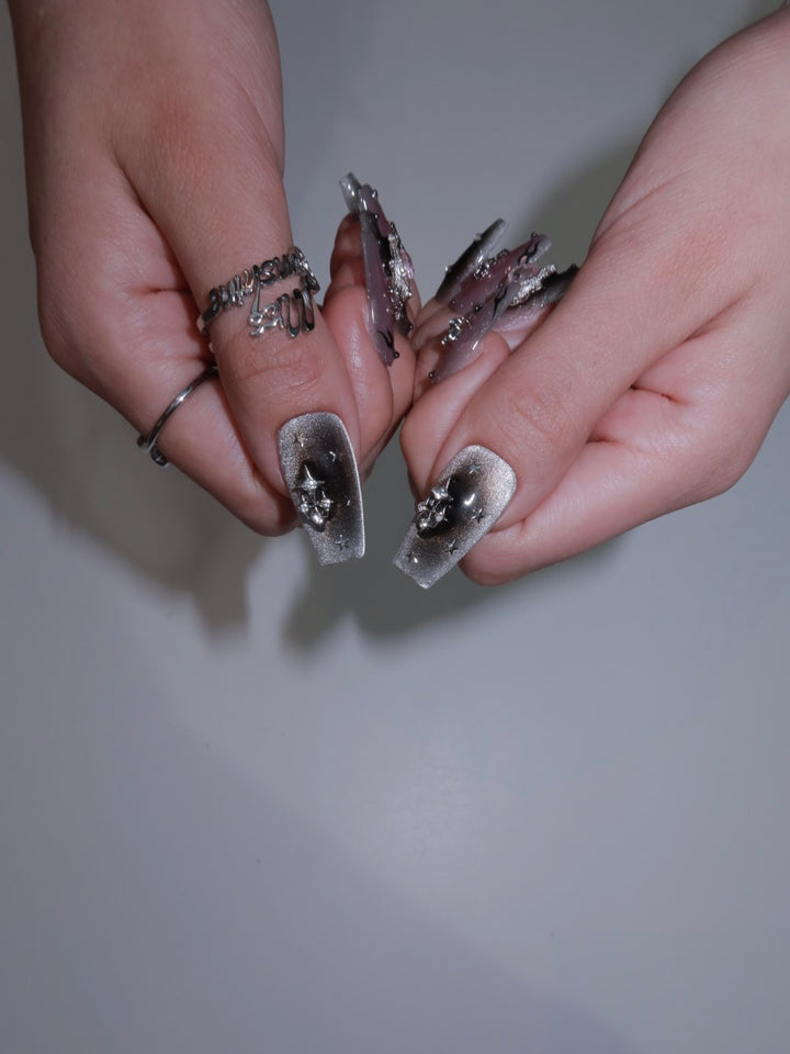 Cat eye nails with edgy space aesthetic