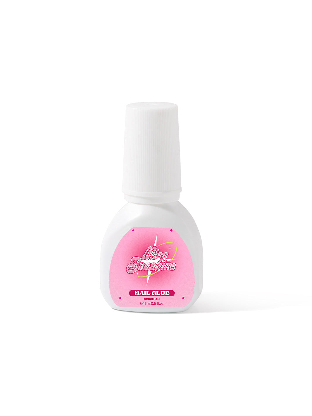 Miss Sunshine Brush-On Nail Glue 15ml with pink label – thicker texture strong hold adhesive for press-on nails