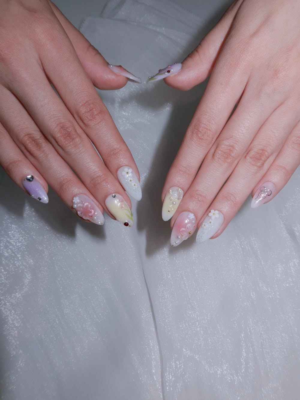Spring garden floral press-on nails