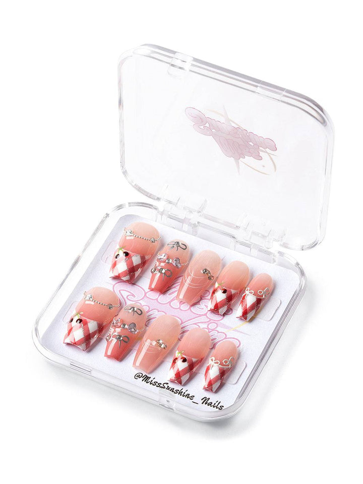 Medium coffin nails with plaid