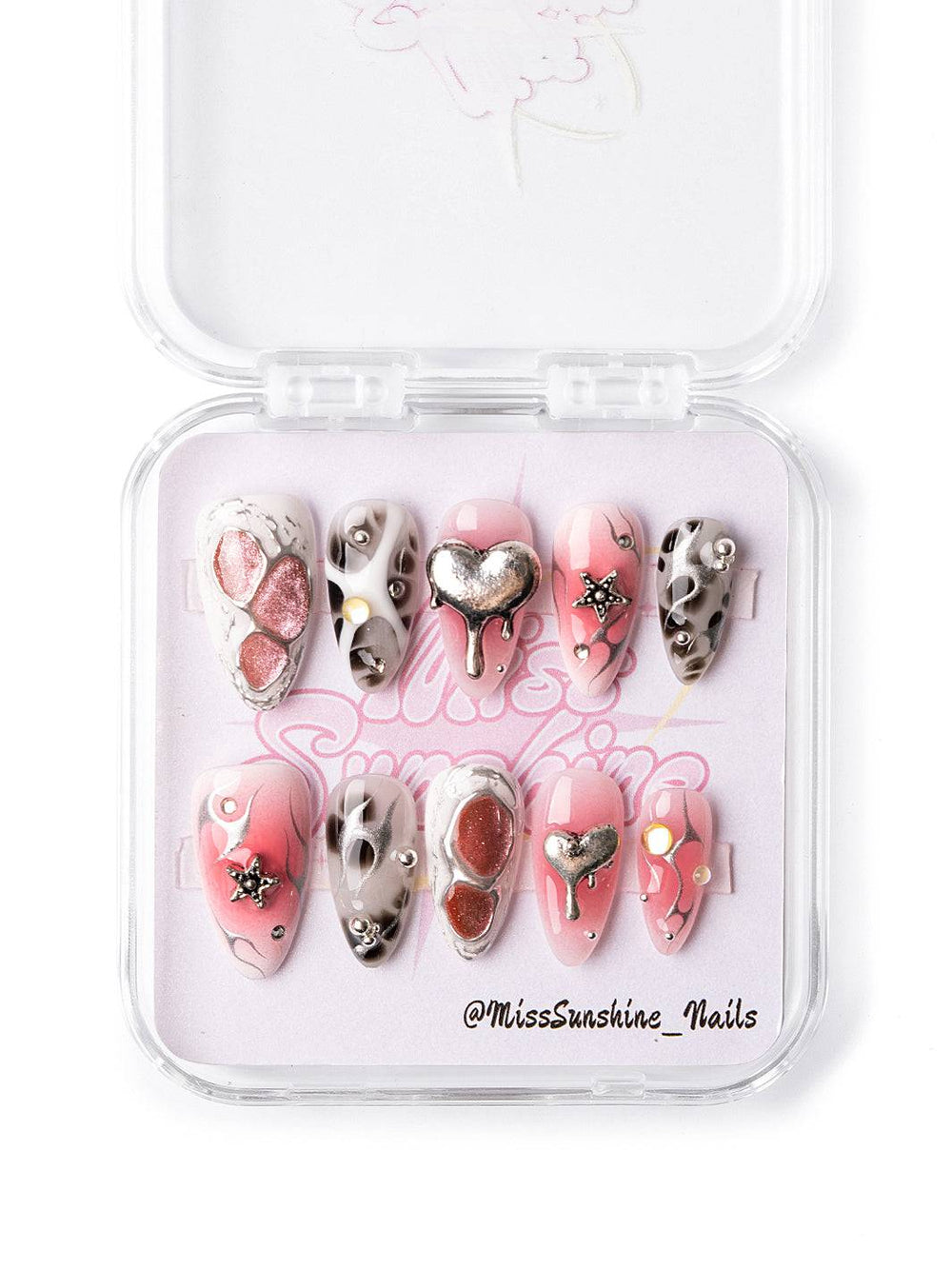 Animal print nails with jelly texture accents