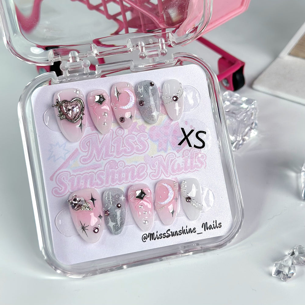 Pink moon and stars design