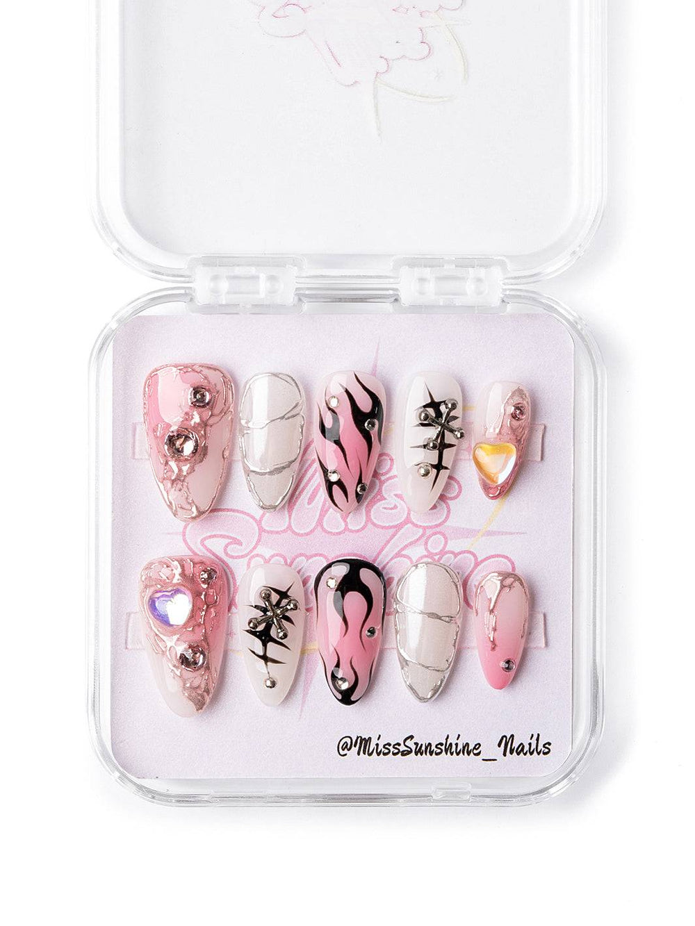 Pink chrome baddie nail design