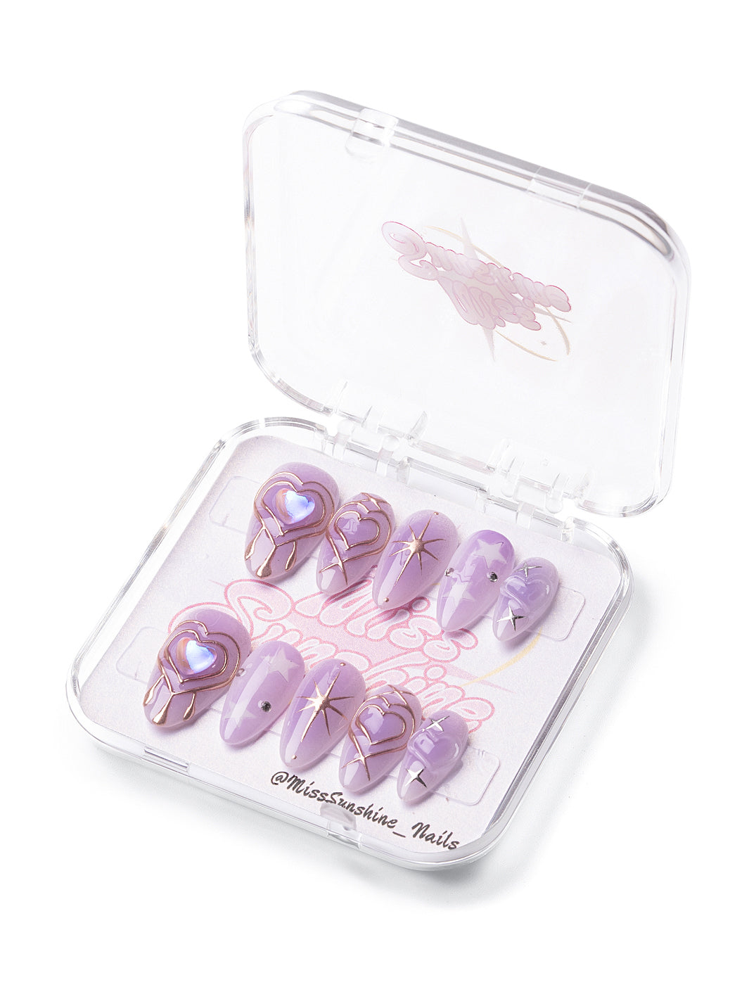 Short almond lavender press-ons