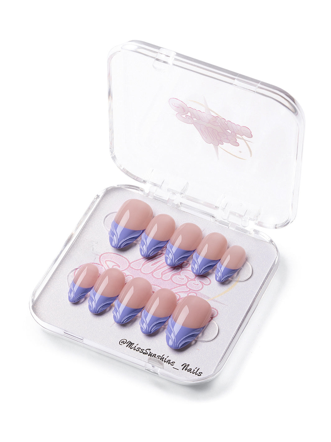 Lavender swirl short almond nails