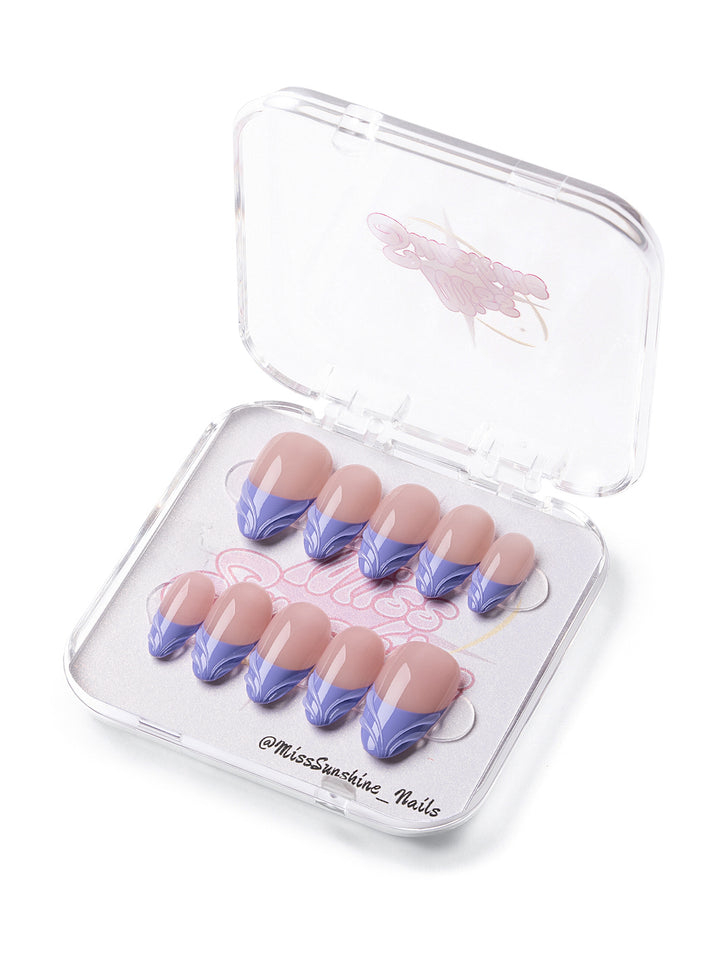 Lavender swirl short almond nails