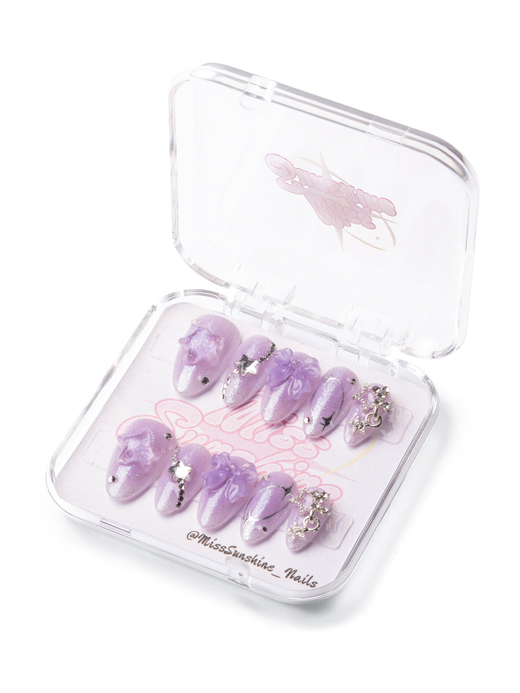 Lavender nails with silver stars