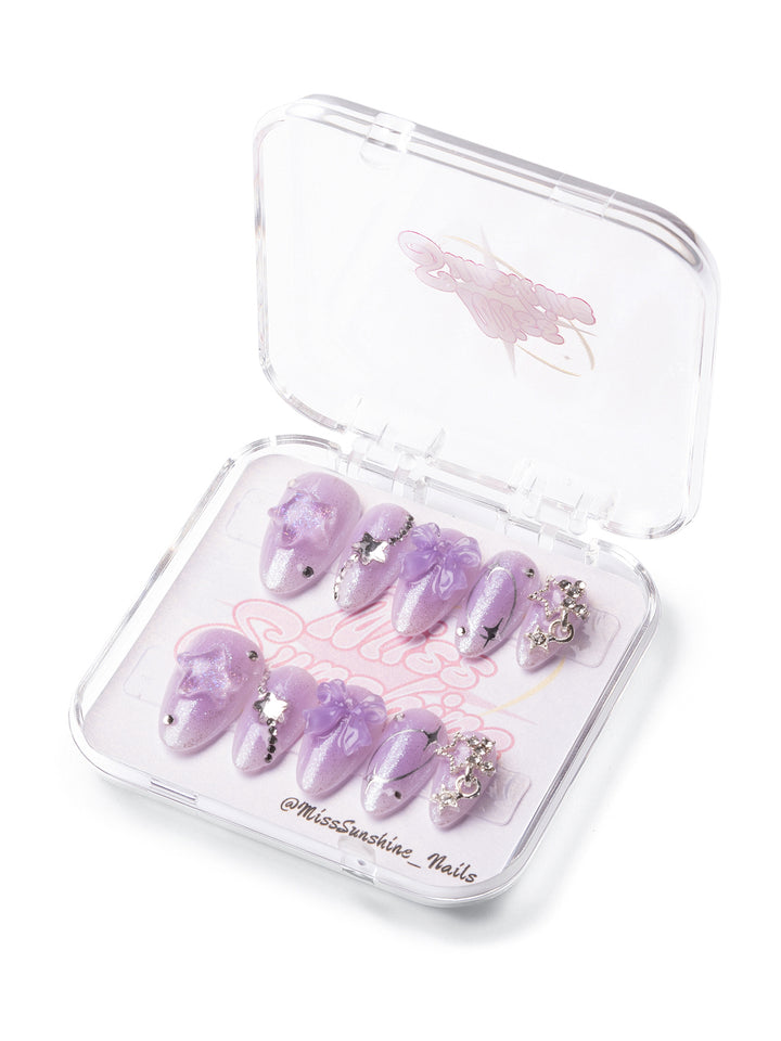 Lavender nails with silver stars