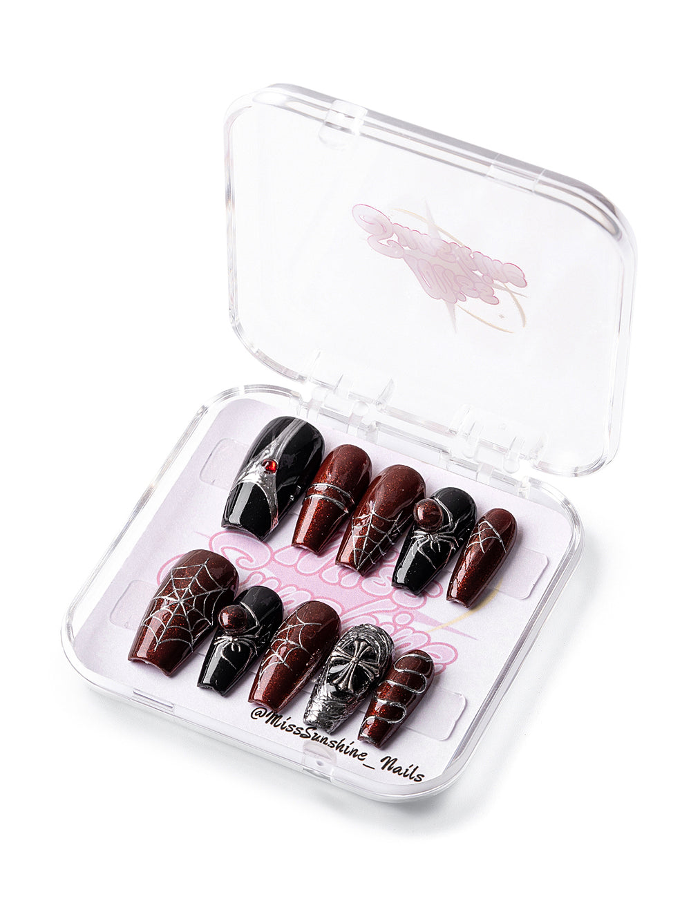 Red black coffin spider nails