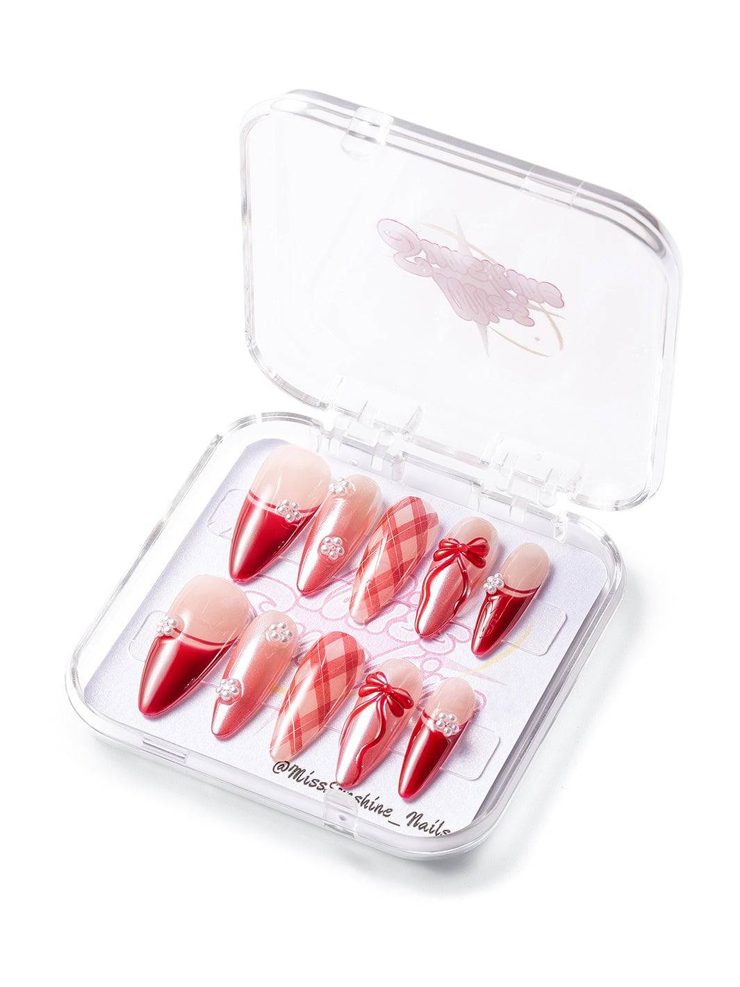 3D rose nails with pearls