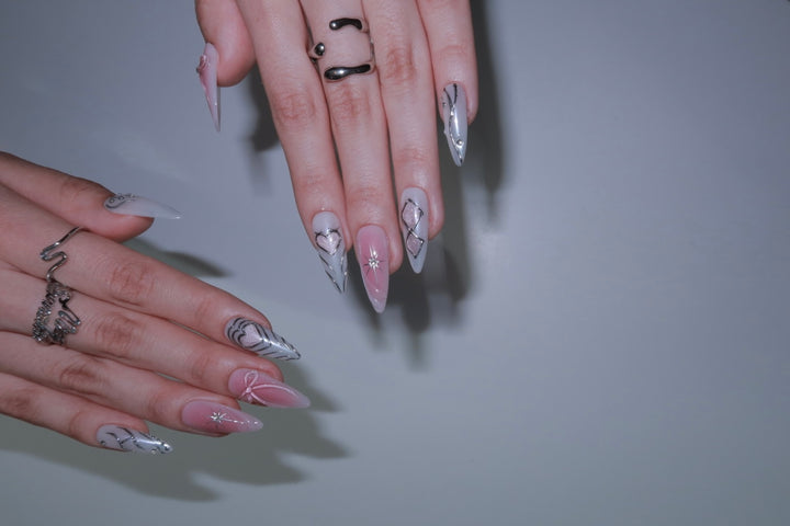 Futuristic romantic nail design