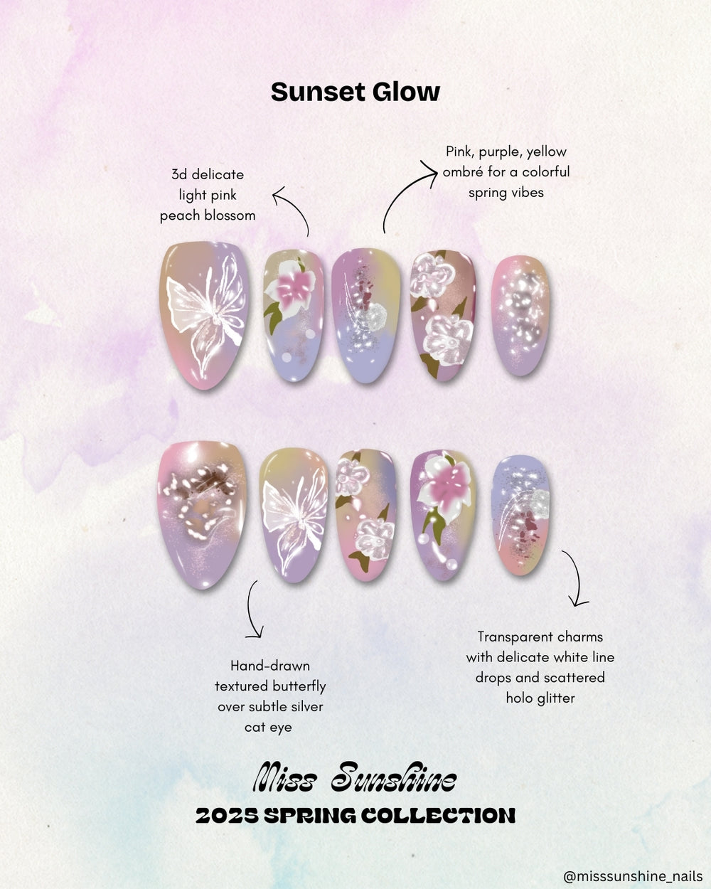Pastel gradient short almond nails