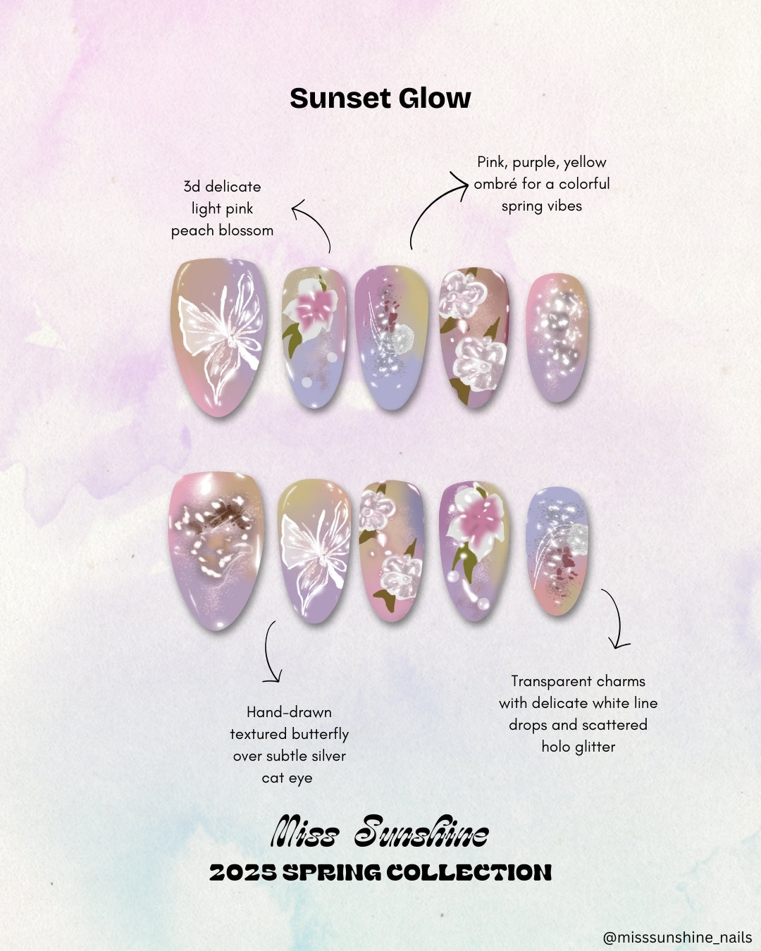 Pastel gradient short almond nails