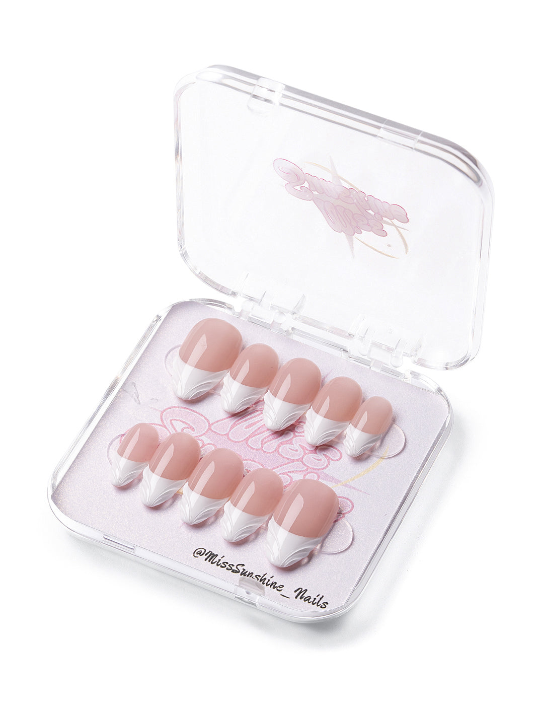 Short almond nails white tips