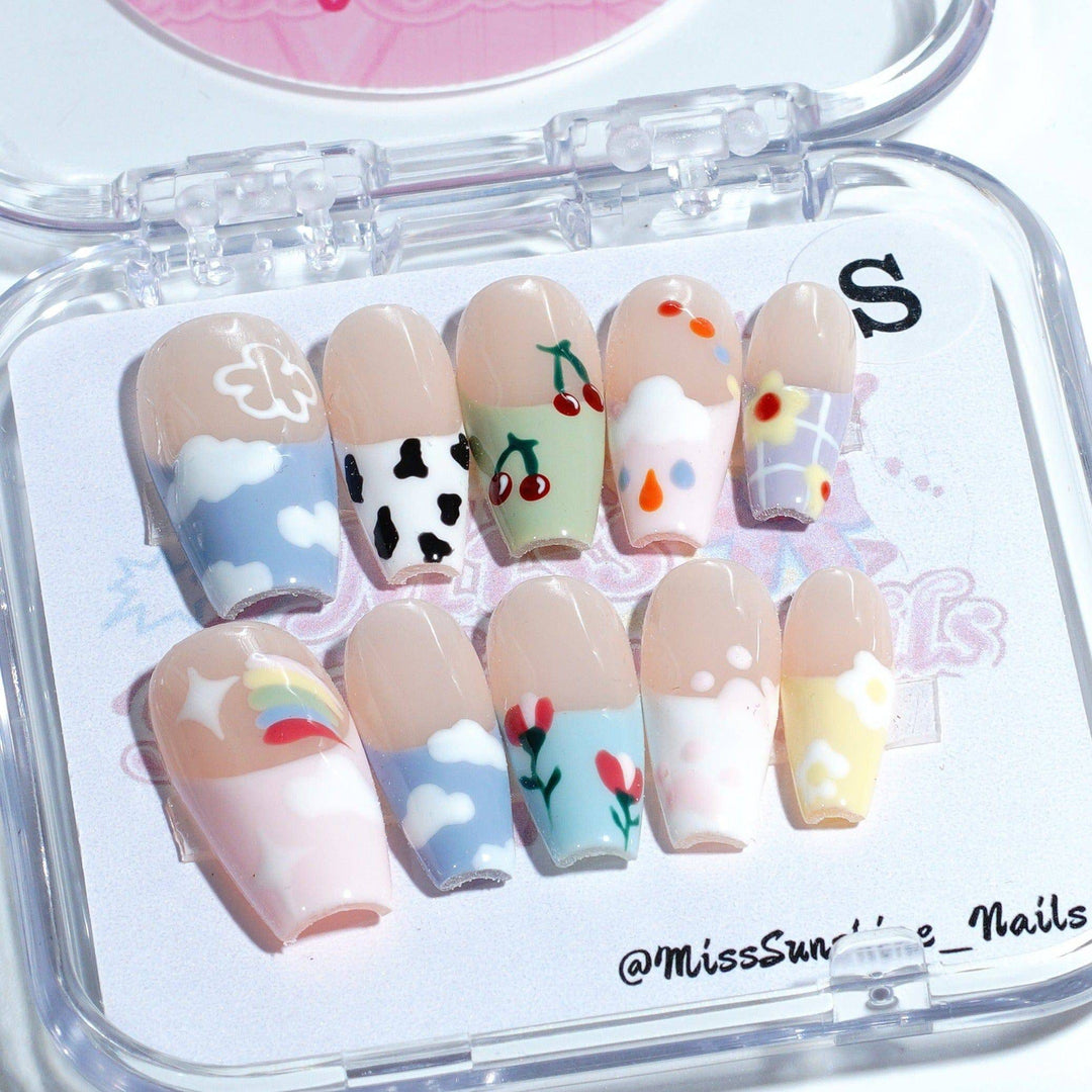 Jelly pink summer coffin nails