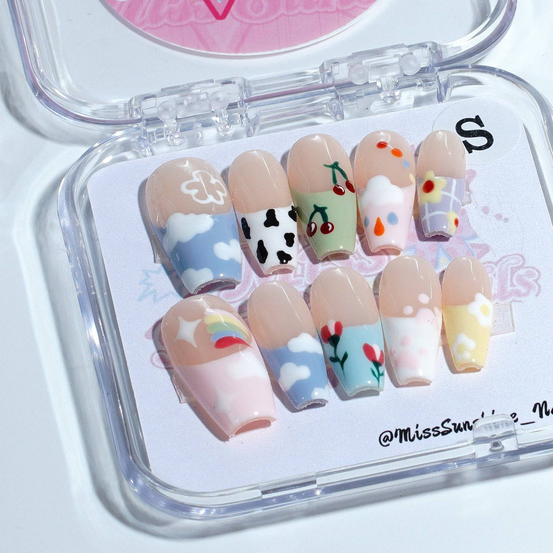 Tropical sunset gradient nail set